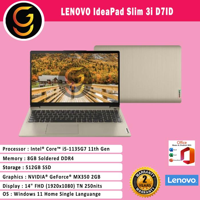 Jual Lenovo IdeaPad Slim 3i D7ID i5-1135G7 8GB 512GB SSD VGA