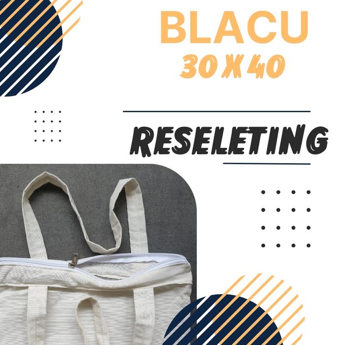 Gambar Tote Bag Polos Blacu Ukuran 30x40 Resletting - RESLETING dari TOKO_OMEGA undefined Tokopedia