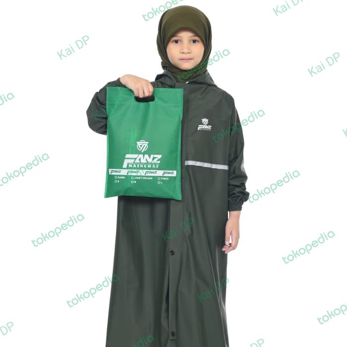 Gambar MANTEL JAS HUJAN GAMIS ANAK PEREMPUAN MUSLIMAH SYAR'I KARET PVC TEBAL - Hijau, M dari Toko fashion online undefined Tokopedia