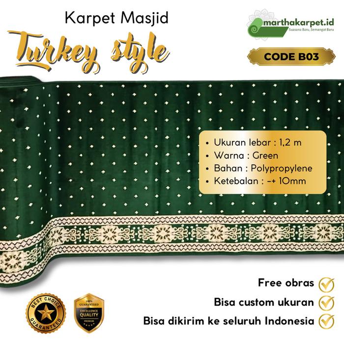 Gambar Karpet Masjid Sajadah Mushola Turki Style Tebal Per Roll 50 M - B03 dari Martha Karpet Semarang undefined Tokopedia