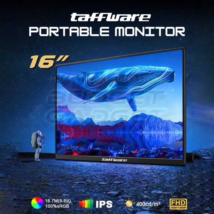 Taffware ZEUSLAP Portable Monitor Full HD USB Type C Mini HDMI 2K 4K Layar Touchscreen - IPS 16"