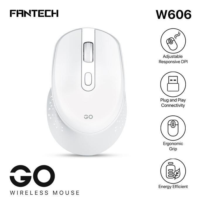 Gambar Mouse Wireless Fantech GO High DPI W606 Black / White / Blue - WHITE dari GAMER.ID undefined Tokopedia
