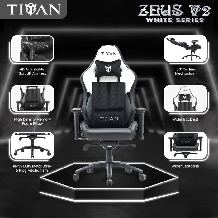 Gambar TITAN GAMING Kursi Gaming Zeus Series Premium Quality Dengan Sandaran 4D & Busa Tebal Garansi 1 Tahun - Putih, V2 Frog dari TITAN GAMING OFFICIAL undefined Tokopedia