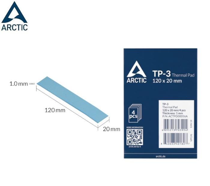 Gambar ARCTIC TP-3 isi 4Pcs 120x20mm Premium Performance Thermal Pad - 1mm dari TF Com undefined Tokopedia