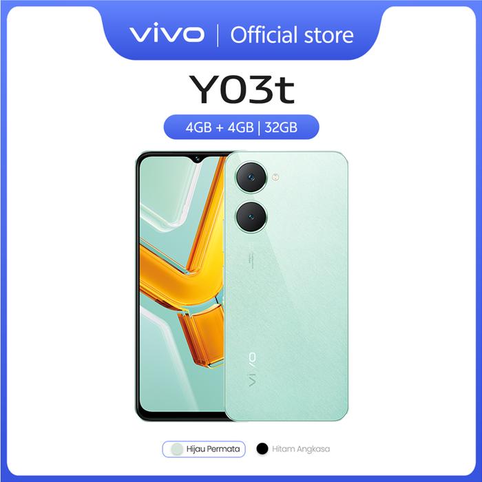 Gambar vivo Y03t (4+32) - IP54 Tahan Air, AI Dual Camera 5000mAh + 15W FlashCharge, Layar Sunlight 90Hz - VV168NRML - Gem Green dari vivo Indonesia undefined Tokopedia