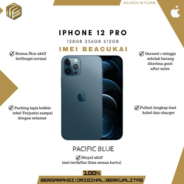 Gambar iPhone 12 Pro 512GB/256GB/128GB [imei terdaftar] - Pacific blue, 512GB BEACUKAI dari @Miminstore undefined Tokopedia