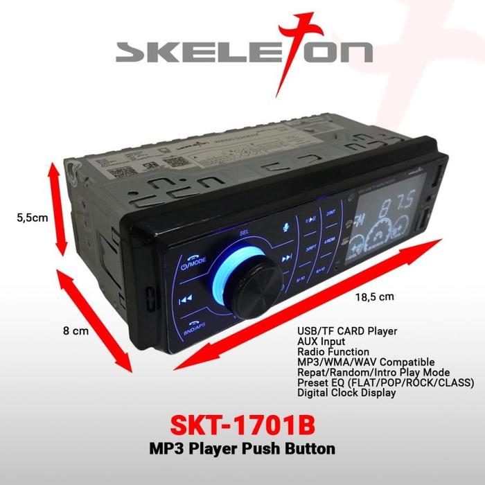 Gambar Single Din MP3 Bluetooth USB Head Unit Skeleton - SKT-1701B dari ole.ole.shop undefined Tokopedia