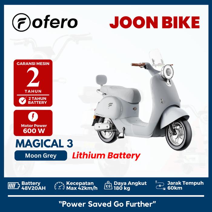 Gambar Sepeda Listrik Ofero Magical 3 Lithium Moon Grey 42KM/H CARGO - Joonbike dari JOON TECHNOLOGY NUSANTARA undefined Tokopedia