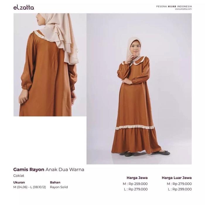 Gambar Gamis Rayon Anak Dua Warna Elzatta Hijab Dress Muslim Anak - Cokelat, 4 - Cokelat, 12 dari Nibras Elzatta Pondok Gede undefined Tokopedia