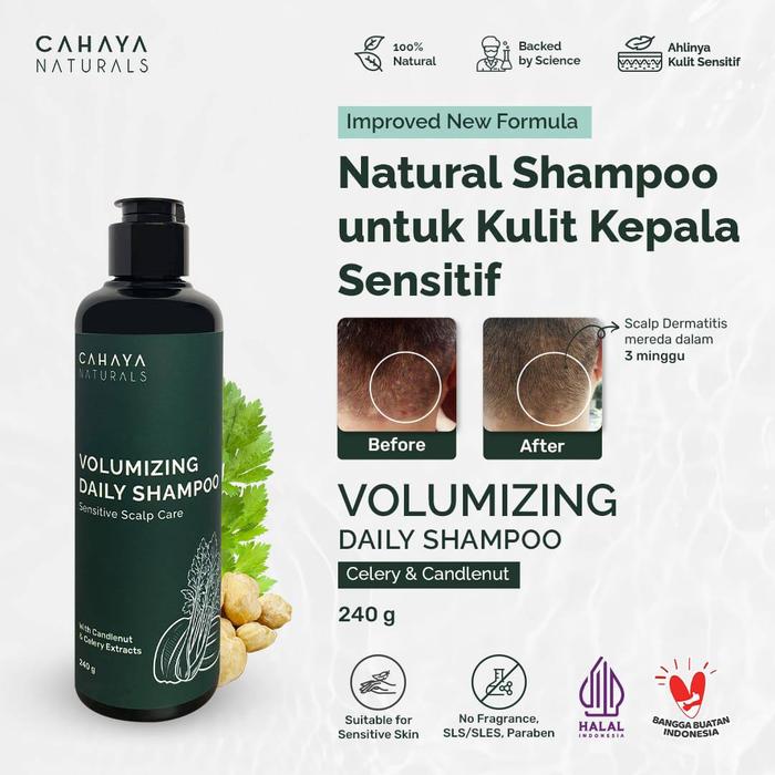 Gambar Cahaya Naturals - VOLUMIZING DAILY SHAMPOO Sensitive Scalp Care - Shampo untuk kulit kepala sensitif - 240gr dari LUNADORII undefined Tokopedia