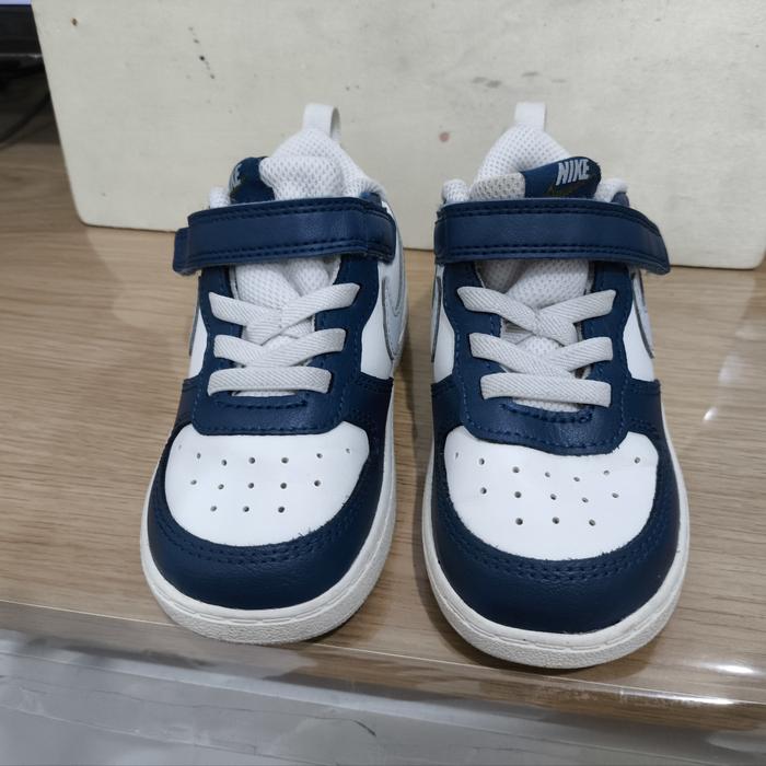 Sepatu Sneakers Anaktoddler Original Nike Courtborough White Navy White  Navy 25 Preloved