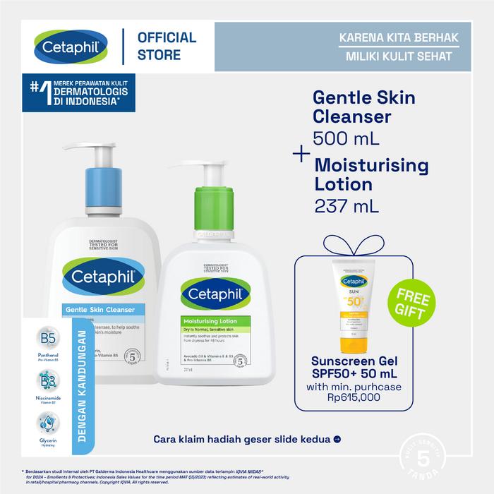 Gambar Cetaphil Gentle Skin Cleanser 500ml + Moisturizing Lotion 200ml dari Cetaphil Indonesia undefined Tokopedia