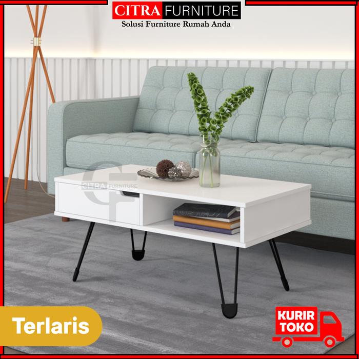 Gambar SHUMO Meja tamu laci minimalis - SONOMA WHITE, DIRAKIT dari Citra furniture undefined Tokopedia