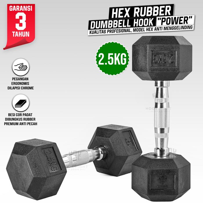 Jual Dumbbell Hexagonal Hook 2.5kg-20kg Alat Fitnes Home Gym Dumble ...