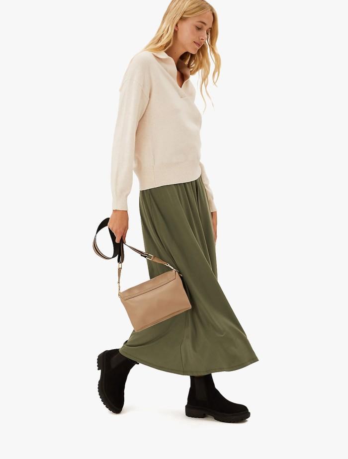 Gambar M&S - Rok Wanita - Tencel Rich Maxi Skater Skirt New 100% Original - Khaki, 14/REG dari yeuehejek undefined Tokopedia