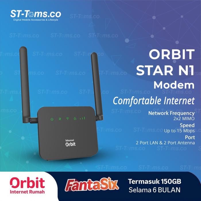 Gambar Telkomsel Orbit Star G1 / Orbit Star H3 /  Orbit Starlite / Orbit Star N1 / Star H1 / Star Pro H2 / Max H2 / 5G H1 / Pro G1 WiFi 4G Free Kuota - Star N1 dari ST-Toms.co undefined Tokopedia