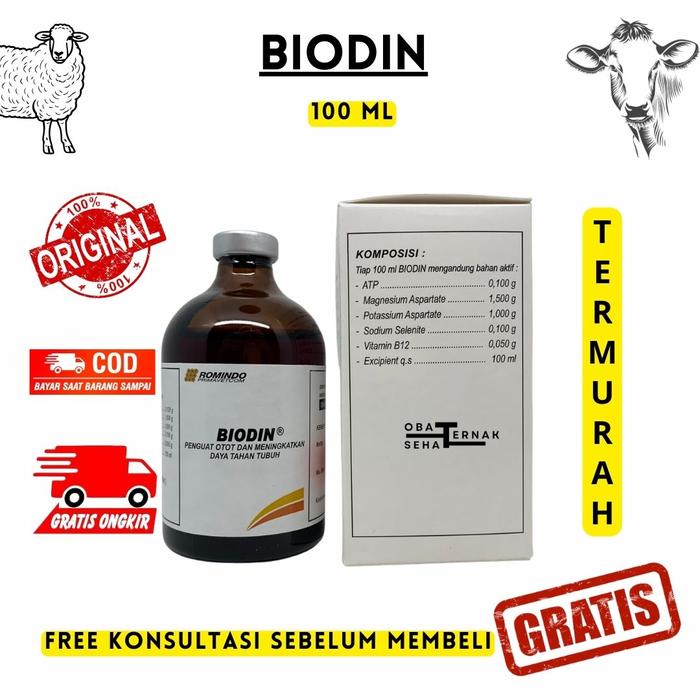 Gambar BIODIN 50 ML DAN 100 ML Injeksi ATP MURAH - Penguat Otot Stamina dan Daya Tahan Tubuh Hewan Sapi Kambing Kuda Babi Anjing Kucing Ayam Biosan Biopros - 100ml dari OBAT TERNAK SEHAT KUAT undefined Tokopedia