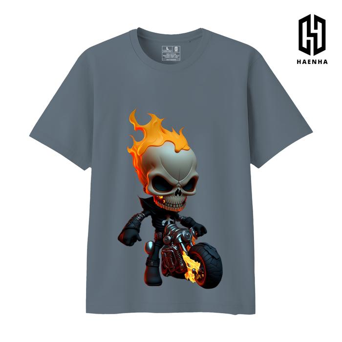 Gambar Kaos Distro Premium Motif 3D Ghost Rider Baju Atasan Keren Pria Wanita - DARK GREY, M dari Haenhacollection undefined Tokopedia