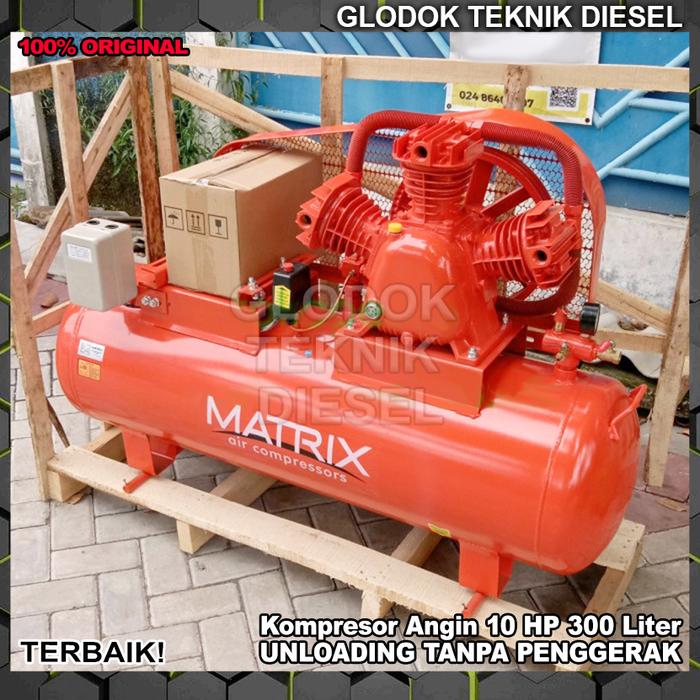 Gambar Matrix Kompresor Angin 10 HP 300 Liter + Engine Penggerak Diesel Solar / Dinamo Listrik MTX-3100 Air Compressor 10HP 300L MTX3100 Original Terbaik - Unloading dari Glodok Diesel undefined Tokopedia