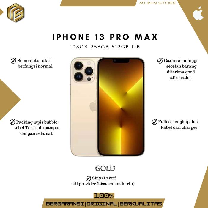 Gambar iPhone 13 Pro Max 512GB 256GB 128GB Second Mulus Normal 100% Original - Gold, 128 gb dari @Miminstore undefined Tokopedia