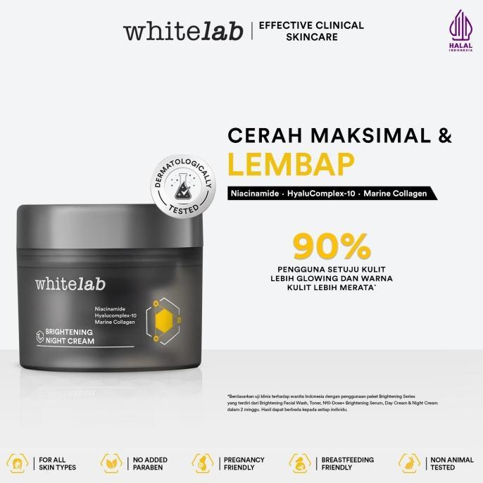 Gambar WHITELAB BRIGHTENING NIGHT CREAM - PELEMBAP KRIM MALAM PENCERAH WAJAH - New Packaging dari dimascelulera undefined Tokopedia
