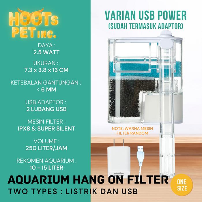 Gambar External Filter Gantung Mini Listrik USB Hangon Hanging Aquarium Ikan Aquascape Akuarium - FNKD USB dari Hoots Pet undefined Tokopedia