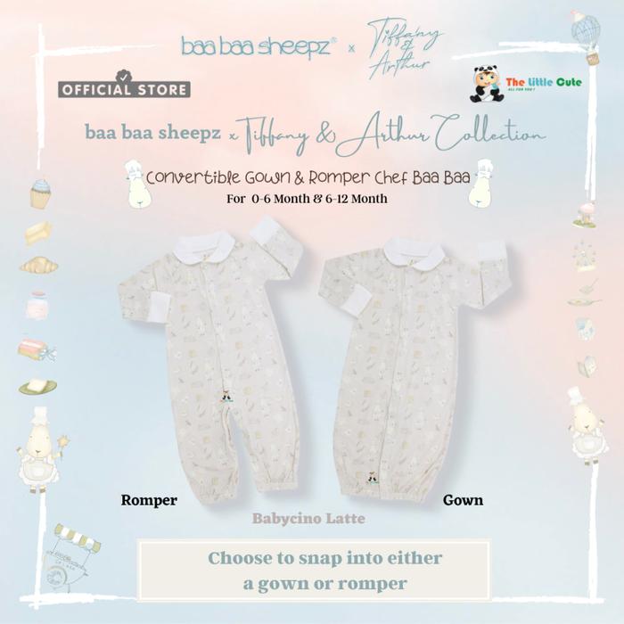 Gambar Baabaasheepz Convertible Gown & Romper Romper Bayi Jumpsuit Bayi Baju Bayi Chef Classic - ChefLatte0-6m dari The Little Cute undefined Tokopedia