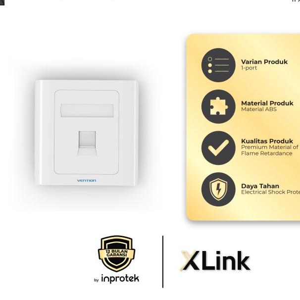Gambar Vention Socket Panel Dinding RJ45 - IFA 1 Port dari XLink Jakarta undefined Tokopedia