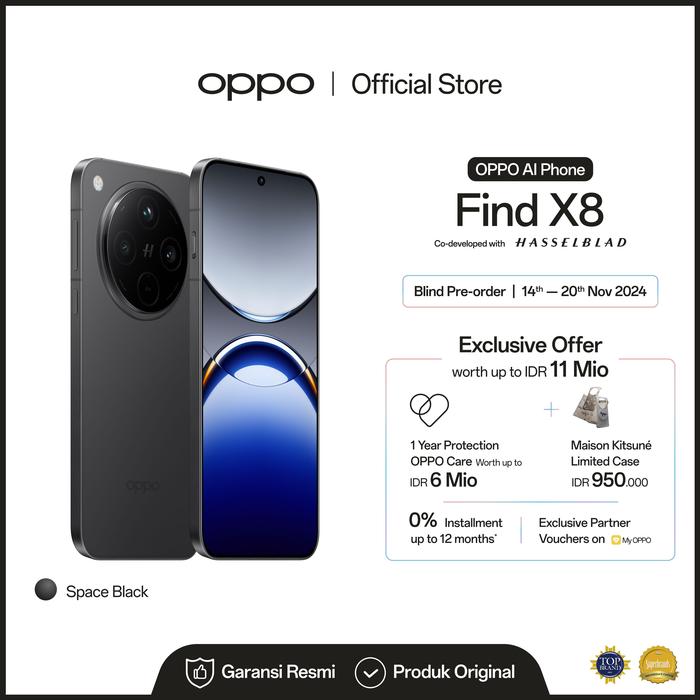 Gambar [DOWNPAYMENT] OPPO Find X8 (Garansi Resmi) - Hitam dari OPPO Store Indonesia undefined Tokopedia