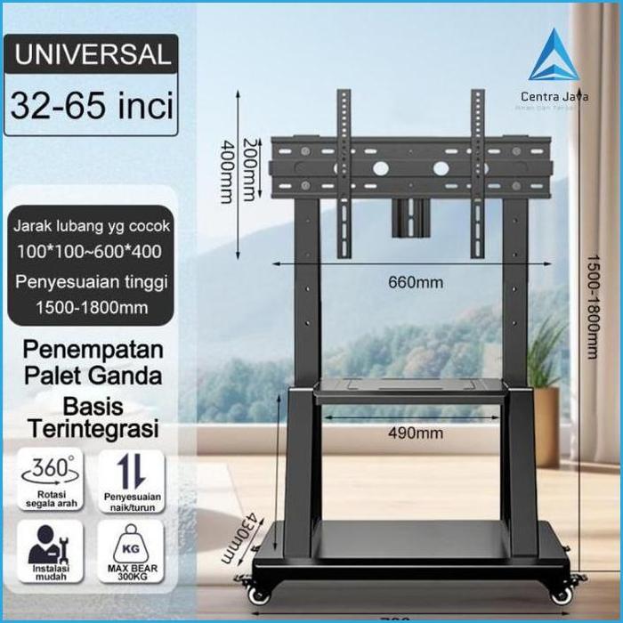 Gambar CJ- Bracket Standing TV roda dorong LED TV 32- 85 Inci /Bracket standing roda LED TV - 32"-65" dari Centra Java undefined Tokopedia