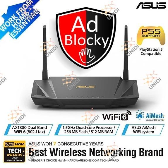 Gambar ASUS RT-AX56U WiFi 6 Router plus AdBlock (Ad and Malware Block) - Jasa dari panpanggcengek anyarrrr undefined Tokopedia
