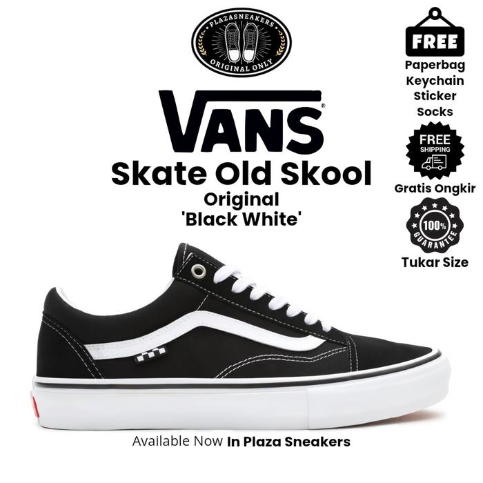 Sepatu Vans Skate Old Skool Hitam Putih Sneakers Pria Wanita Original 40