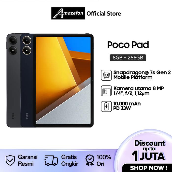 Gambar Xiaomi POCO Pad 8/256GB Garansi Resmi - Snapdragon 7s Gen 2 - 120 Hz - not Realme Pad Redmi Pad - Promo dari Amazefon undefined Tokopedia