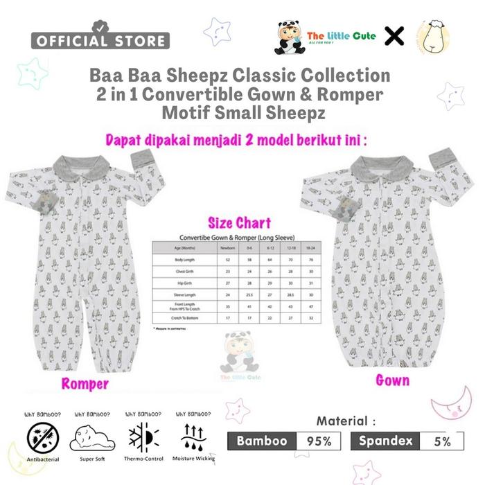 Gambar Baabaasheepz Convertible Gown & Romper Romper Bayi Jumpsuit Bayi Baju Bayi Chef Classic - S.Sheep0-6m dari The Little Cute undefined Tokopedia