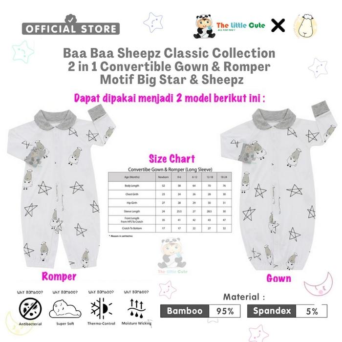 Gambar Baabaasheepz Convertible Gown & Romper Romper Bayi Jumpsuit Bayi Baju Bayi Chef Classic - B.StarSheep0-6m dari The Little Cute undefined Tokopedia