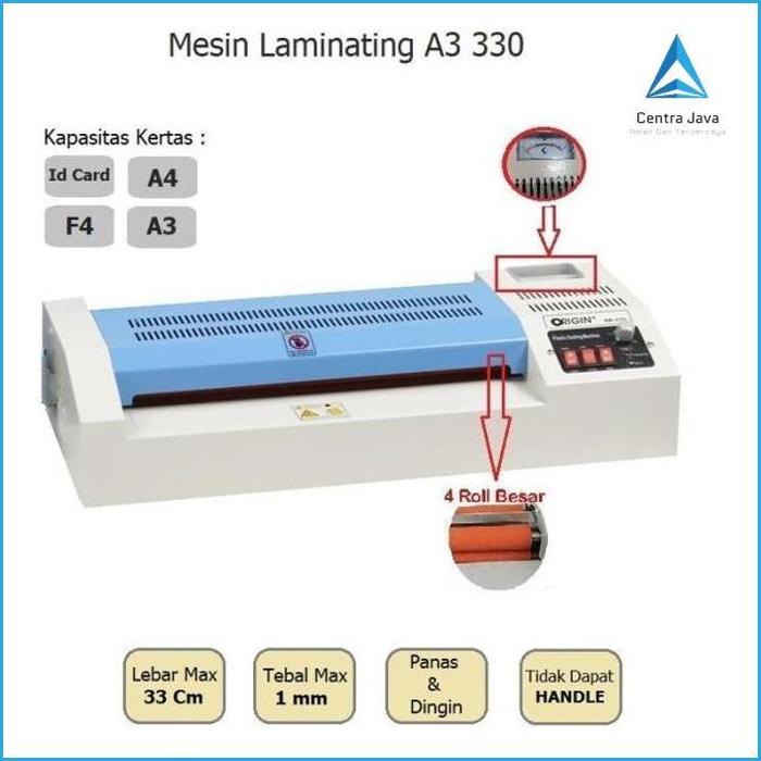 Gambar CJ- Mesin Laminating OR 330EX / Laminating A3 / Laminator Kertas A3 Origin - OR 330 dari Centra Java undefined Tokopedia