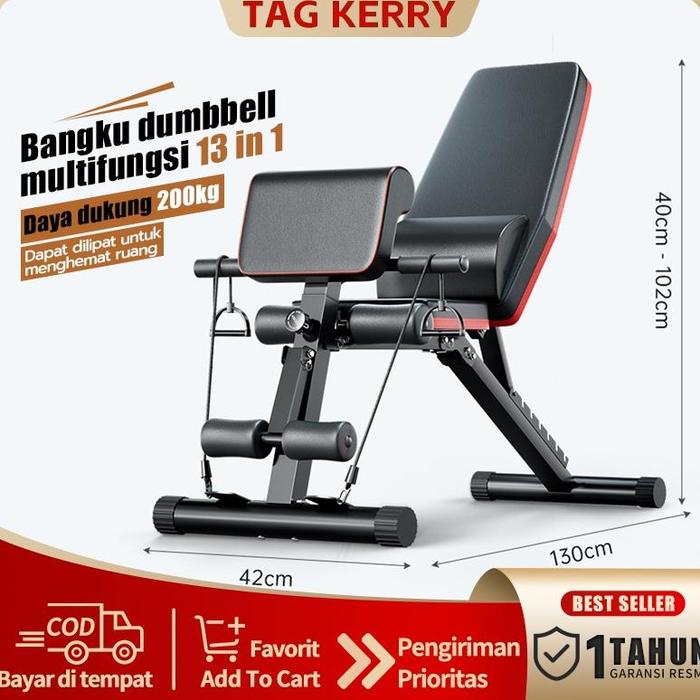Jual READY STOCK Adjustable Folding Fitness Bench Dumbbell Weight