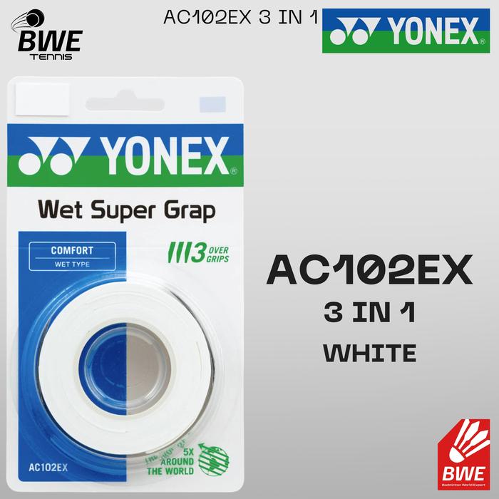 Gambar GRIP BADMINTON YONEX AC102EX 3 IN 1 ISI 3 - 100% ORIGINAL SUNRISE AC102 - WHITE dari BWE SPORTS undefined Tokopedia
