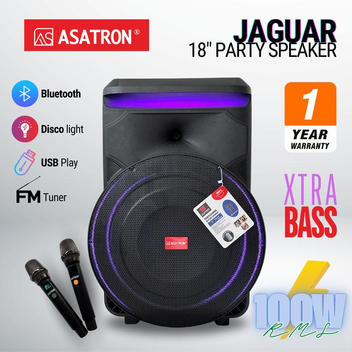 Gambar Asatron Jaguar 18 Inch Bluetooth Karaoke Party Speaker with 2 Wireless Mic Xtra Bass TWS dari Asatron Indonesia undefined Tokopedia