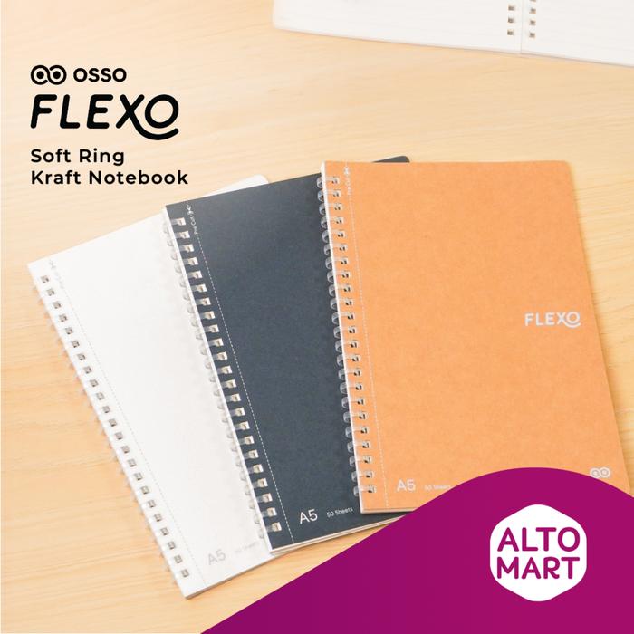 Gambar OSSO Flexo Soft Ring Kraft Notebook A5 B5 Buku Binder - PLAIN NATURAL, A5 dari Alto Mart undefined Tokopedia