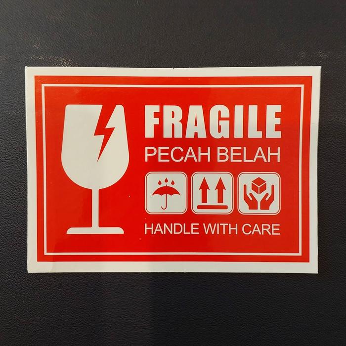 Gambar Sticker Fragile Stiker Pecah Belah Kemasan Premium Olshop OL Shop Label OnLine Shop Pengemasan Murah Handle With Care Anti Air Waterproof - Horizontal, 100 pcs dari Smatree Indonesia undefined Tokopedia