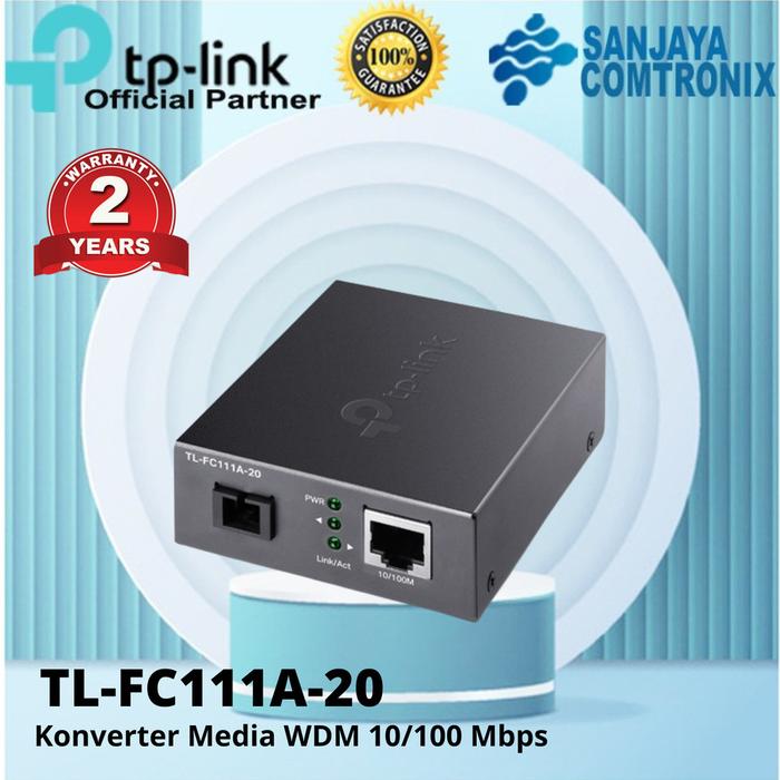 TP-Link TL-FC111A-20 Ethernet Media Converters, Convertitore Multimediale, Estende la Distanza Della Fibra fino a 20 km, Porta in Fibra SC, RJ-45 100Mbps, Auto Negoziazione, 1550 nm TX, 1310 nm RX
