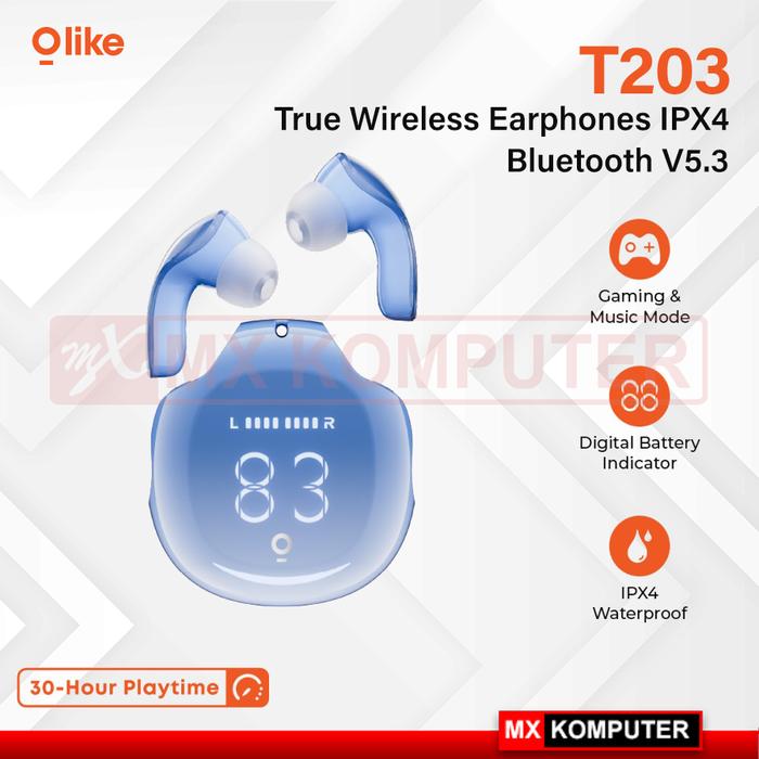 Gambar OLIKE Wireless Bluetooth Earphone TWS T203 | Headset Bass Audio IPX4 - Bubble Gum dari MXKomputer_NEW undefined Tokopedia