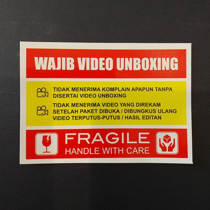 Gambar Sticker Video Unboxing Stiker Wajib Video Unboxing Komplain Fragile Pecah Belah Kemasan Premium Olshop OL Shop Online shop Label Pengemasan Murah Handle With Care Anti Air Waterproof - 100 pcs dari Smatree Indonesia undefined Tokopedia