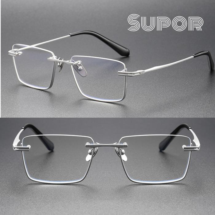 Gambar HF52 XL Frame kacamata Titanium Kaca mata Half Frame PRIA executive Profesional bisnis LEBAR semi frameless Rimless bor - Silver dari supor undefined Tokopedia