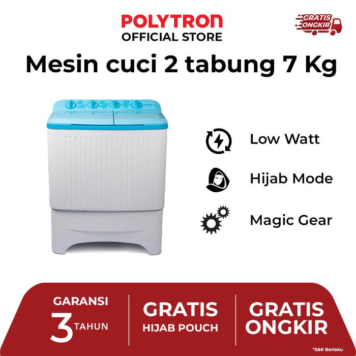 Gambar POLYTRON Mesin Cuci 2 Tabung Giant Series 7 KG PWM 7073 - Biru dari Polytron Official Store Surabaya undefined Tokopedia