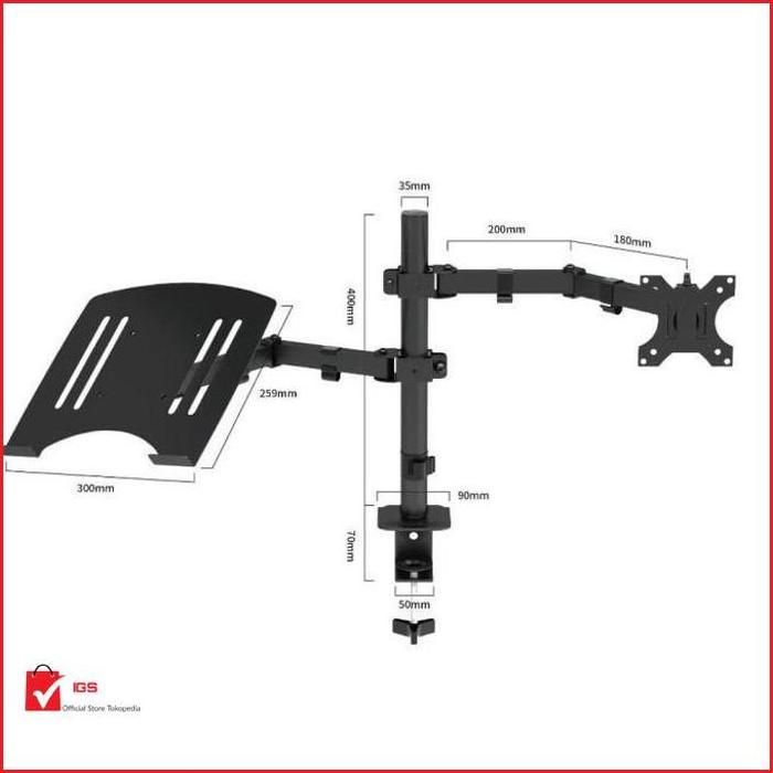 Gambar Bracket Standing TV roda dorong LED TV 32- 85 Inci /Bracket standing roda LED TV -IGS - Dual Arm+Tray dari Igudar Store undefined Tokopedia