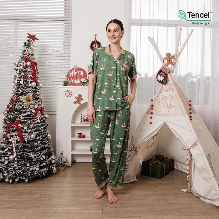 Gambar Cielyn | Xmas Series | Tiddle Pyjamas Set | TENCEL Micromodal | Piyama Natal Couple Keluarga Tencel - LONGPANTS, S dari Cielyn Official undefined Tokopedia