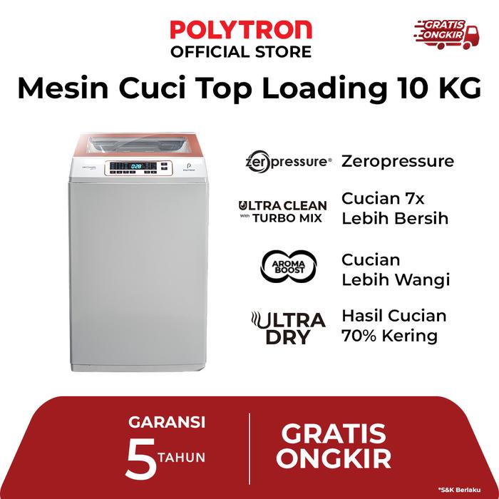 Gambar POLYTRON Mesin Cuci 1 Tabung Zeromatic Laguna Hijab 10 KG PAW 1028 - Putih dari Polytron Official Store Surabaya undefined Tokopedia