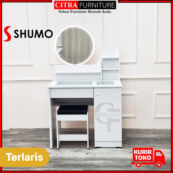 Gambar SHUMO Meja Rias Minimalis Vanity Lampu Led Victoria Series - MOTIF-B, TANPA RAKIT dari Citra furniture undefined Tokopedia